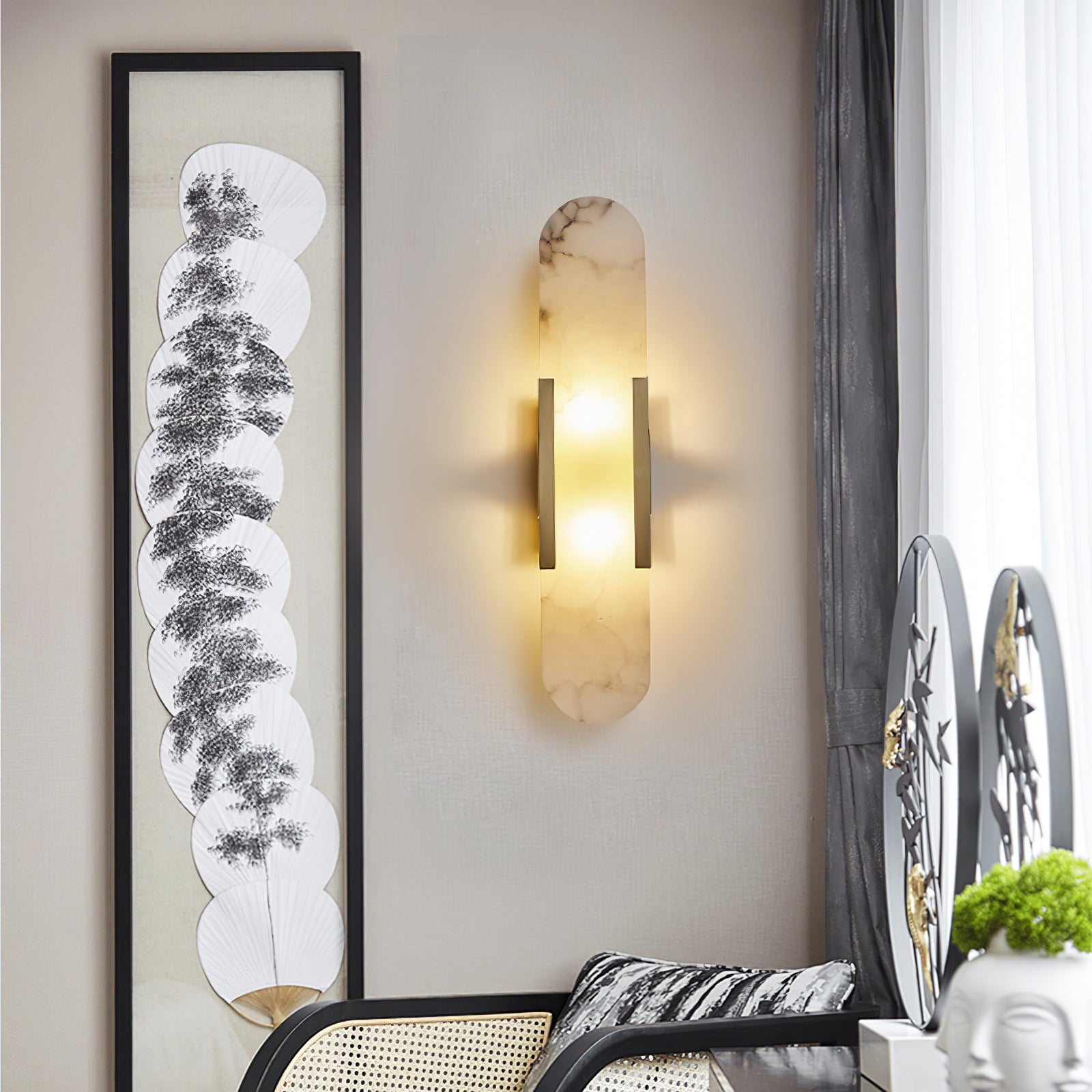 Alabaster Wandlampe Geometrisch, Modernes Design Dimmbar
