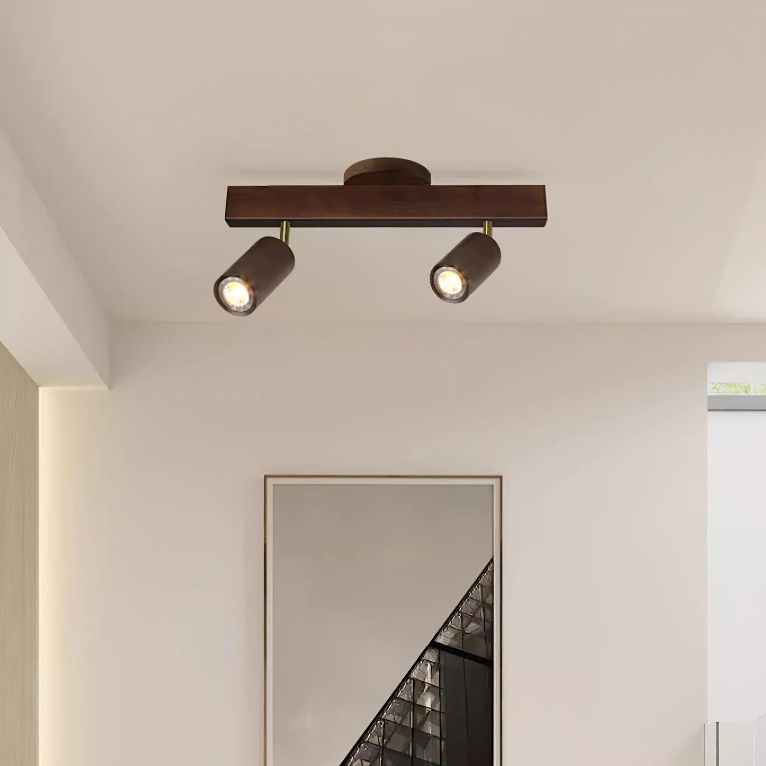 LED Schienenleuchte Holz Gold, Deckenstrahler Linear 42–120 cm