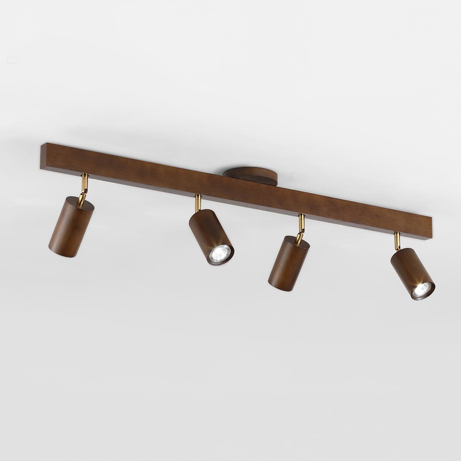 LED Schienenleuchte Holz Gold, Deckenstrahler Linear 42–120 cm