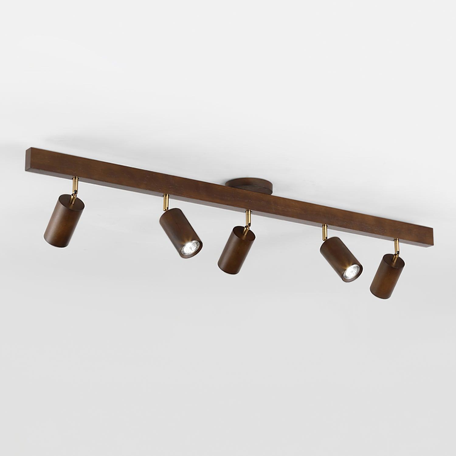 LED Schienenleuchte Holz Gold, Deckenstrahler Linear 42–120 cm