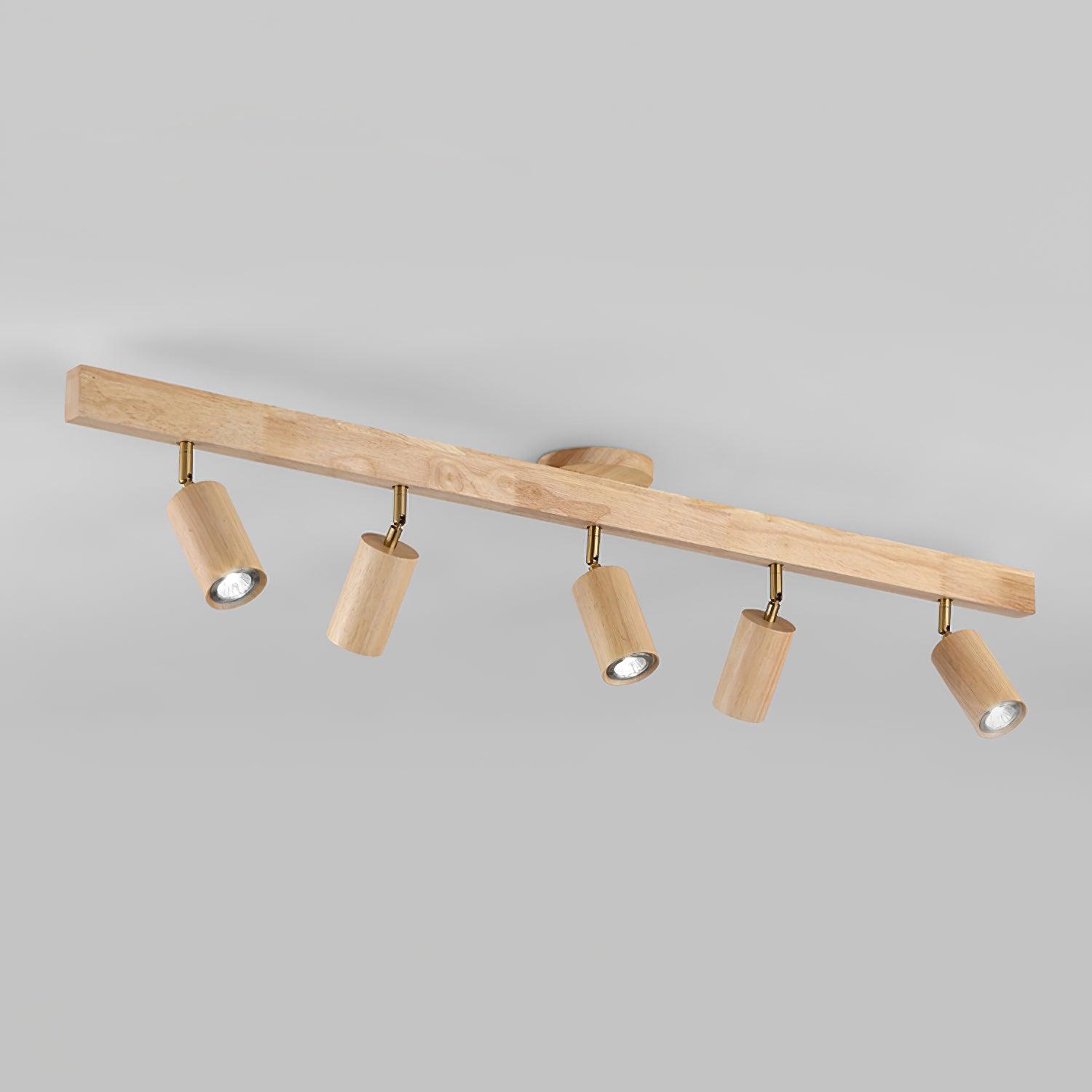 LED Schienenleuchte Holz Gold, Deckenstrahler Linear 42–120 cm