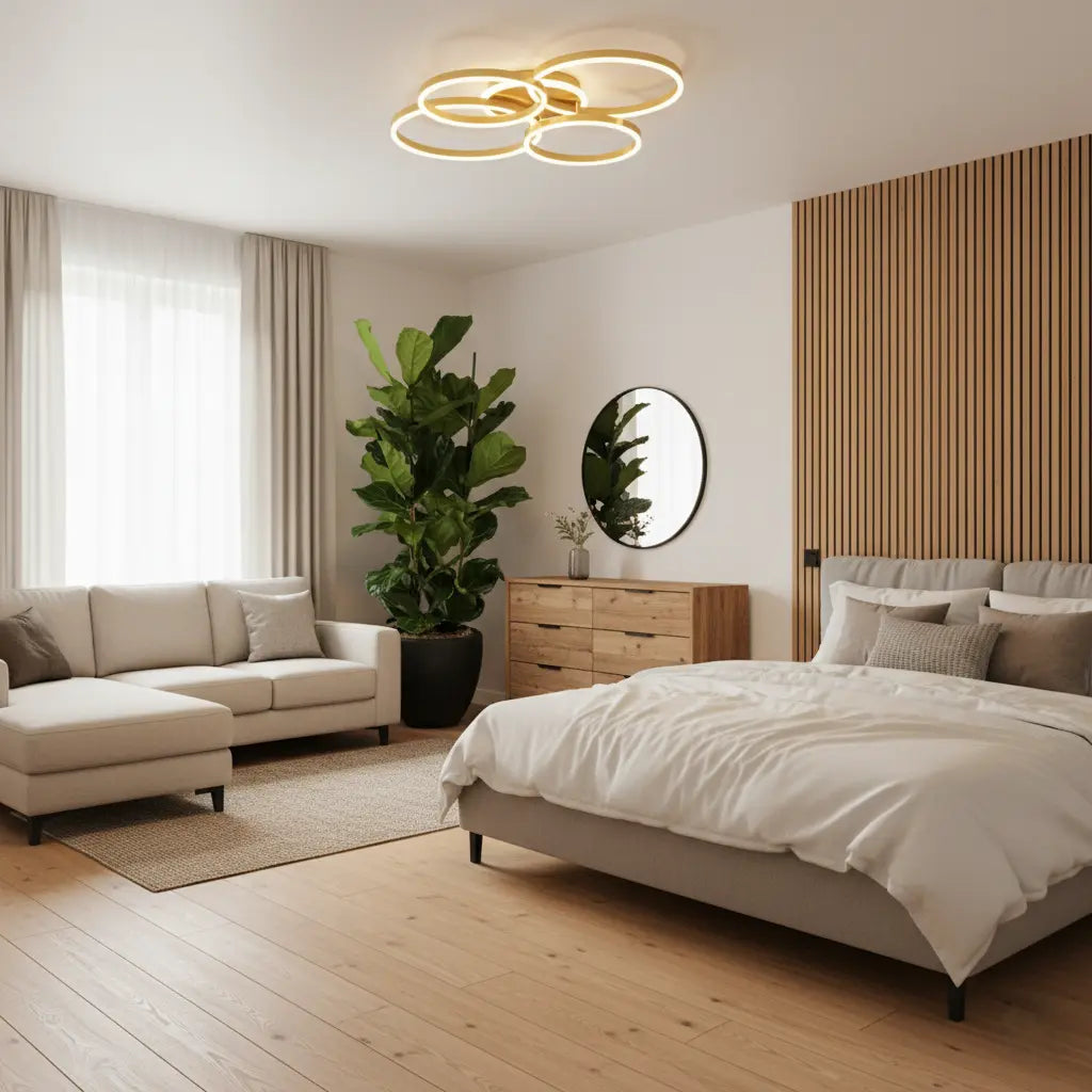 LED Deckenleuchte Mehrflammig Schwarz Gold, Moderne Deckenlampe Dimmbar