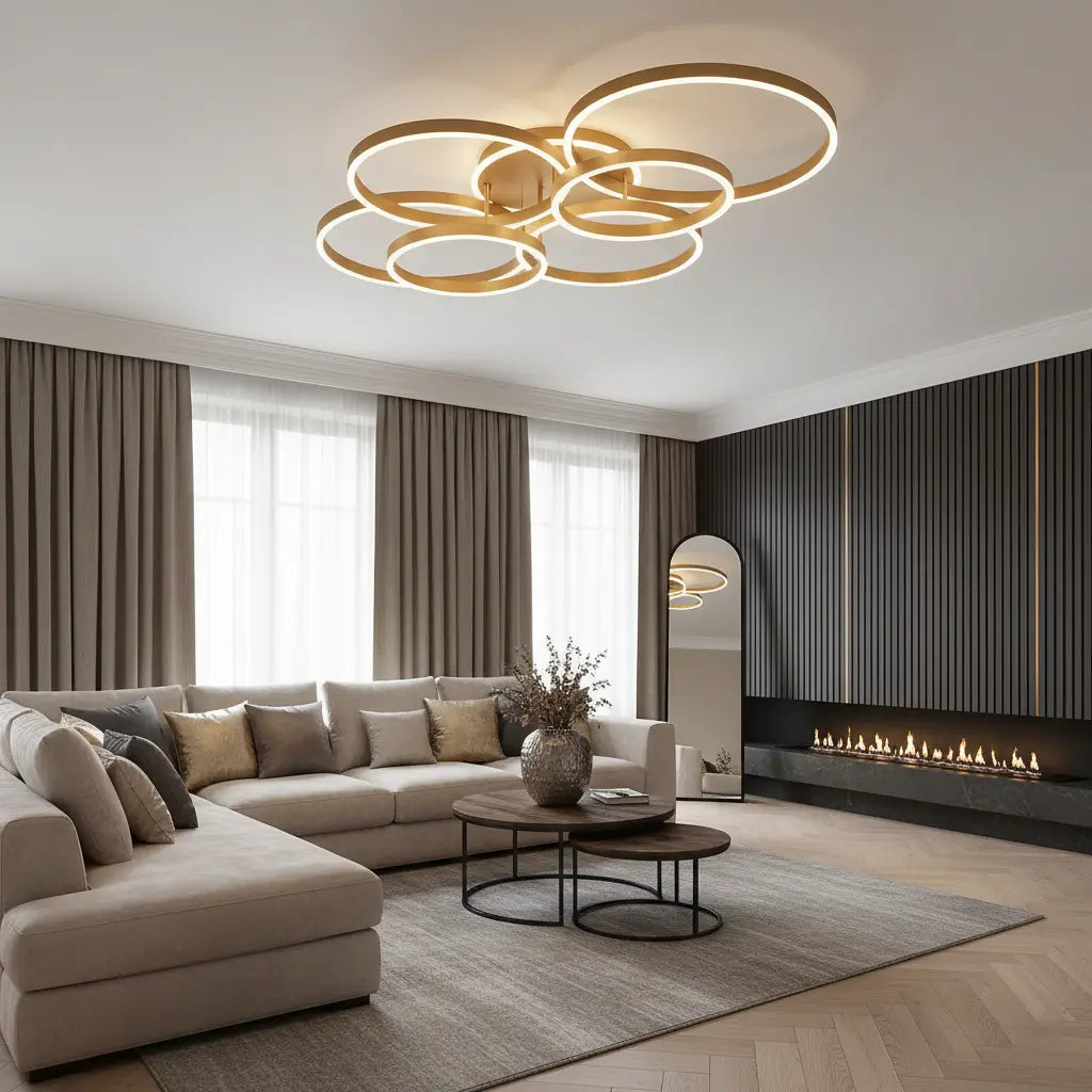 LED Deckenleuchte Mehrflammig Schwarz Gold, Moderne Deckenlampe Dimmbar