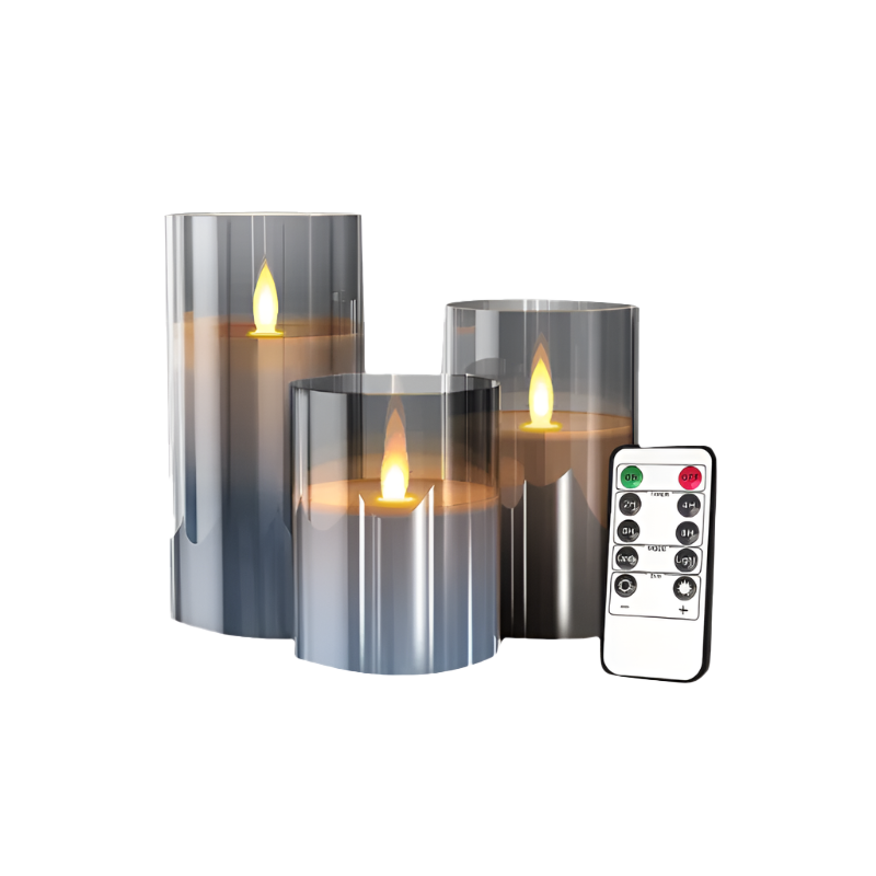 LED Kerzen Set, 3 Stück, mit Fernbedienung, Flammeneffekt