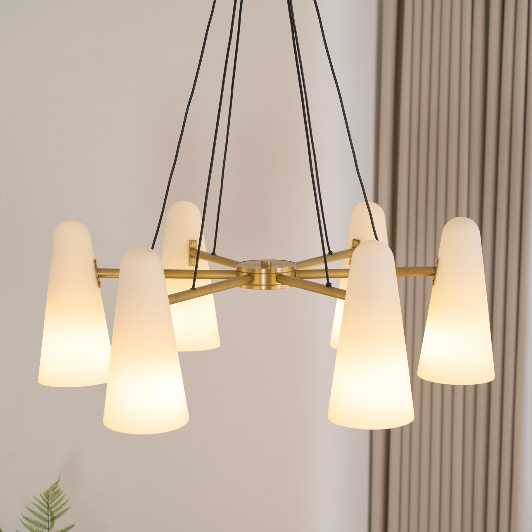 Kronleuchter Glas Messing, Vintage Design Dimmbar