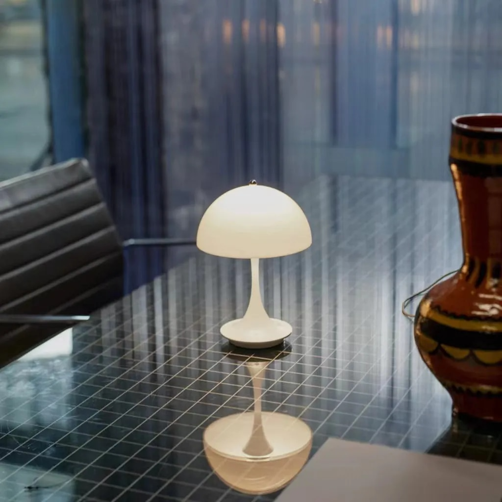 Pilz Tischlampe LED dimmbar Touch, Kabellose Tischleuchte