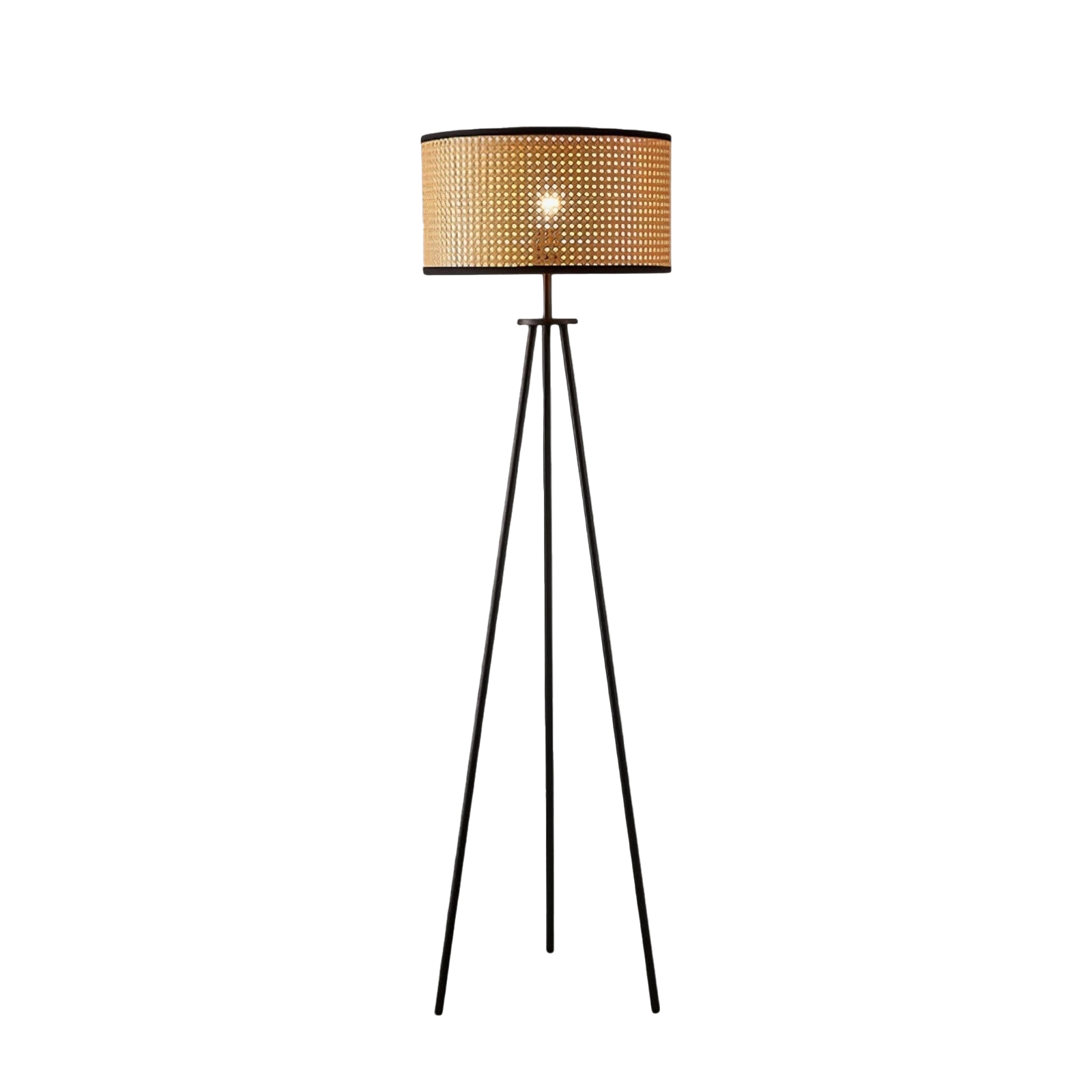 Rattan Stehlampe Dreibein, Moderne Stehleuchte Natur