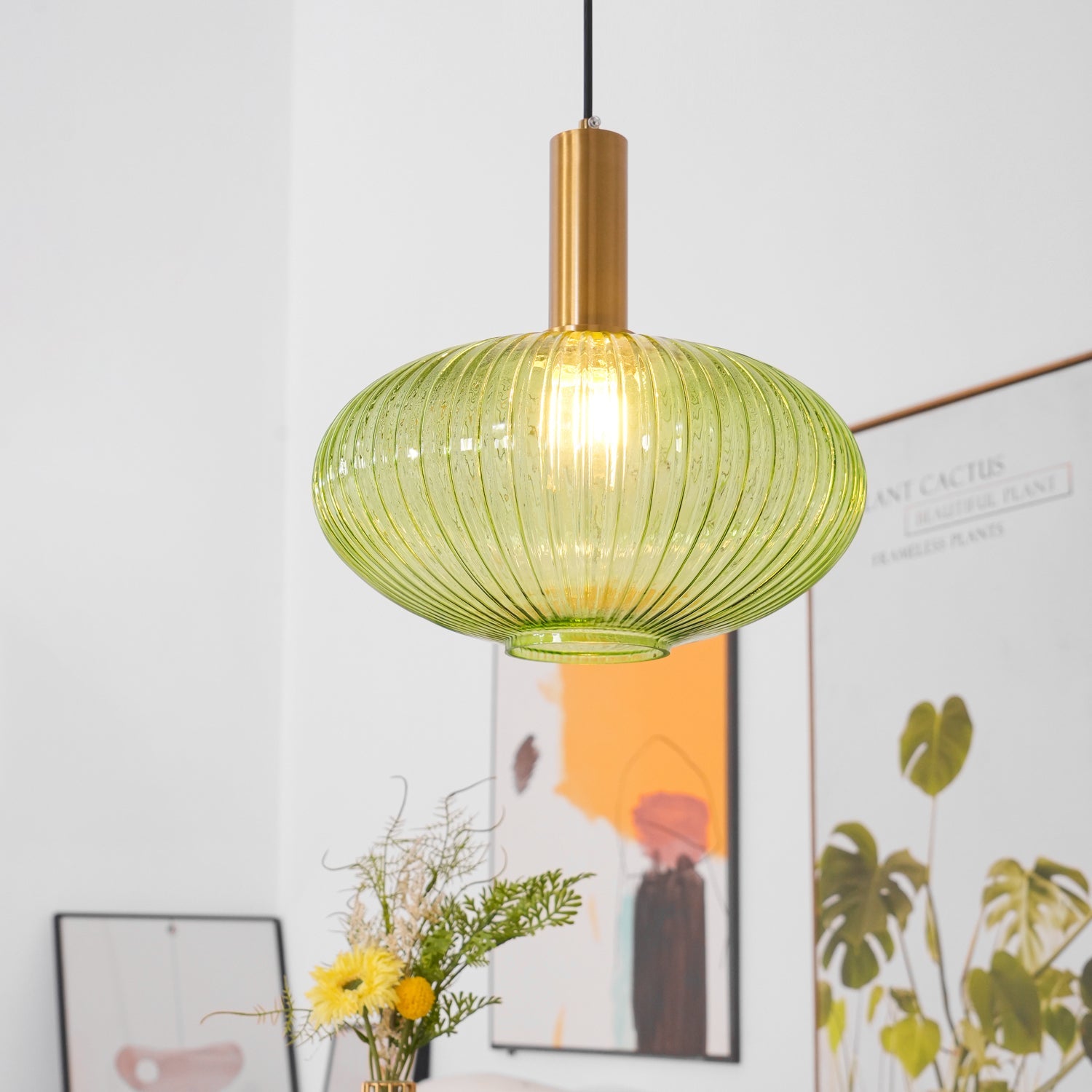 Pendelleuchte Glas Geriffelt, Vintage Design Dimmbar E27