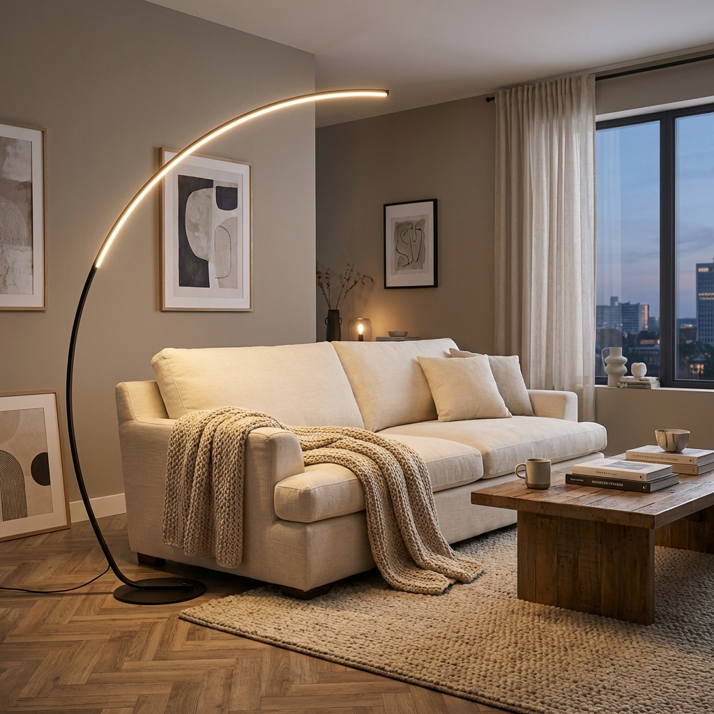 Stehlampe Metall Angelpfad Design, Modern Warmweiß Dimmbar LED Wohnzimmer