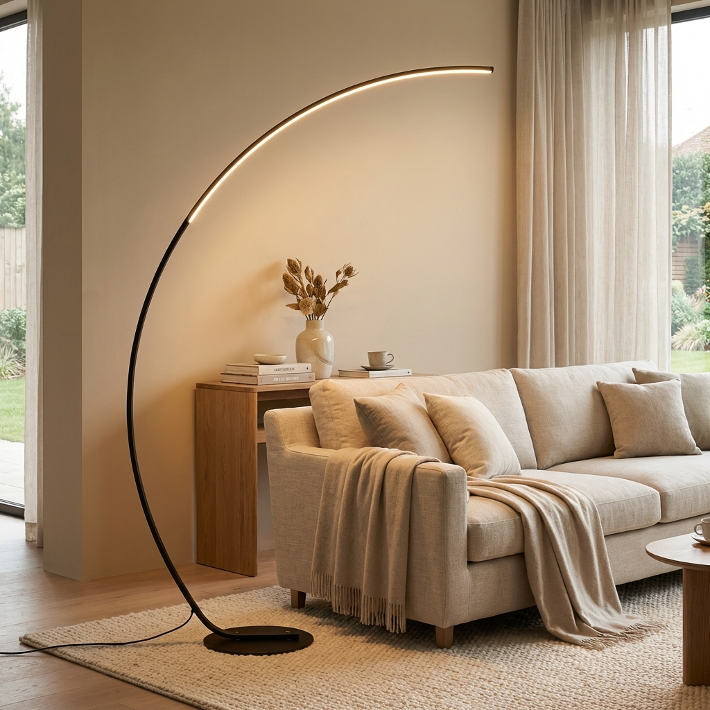 Stehlampe Metall Angelpfad Design, Modern Warmweiß Dimmbar LED Wohnzimmer