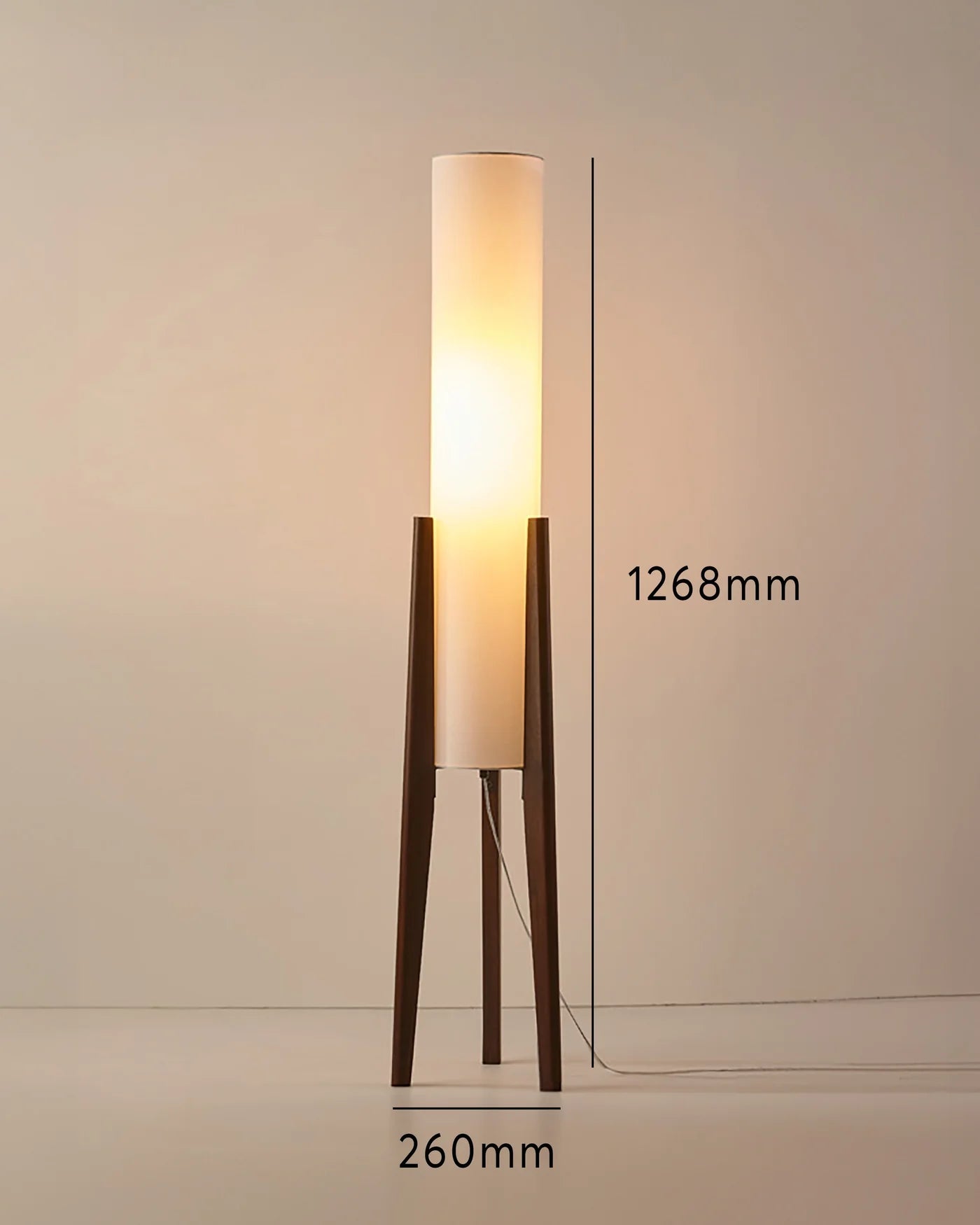 Walnuss Stehlampe Massivholz, Holz Stehlampe mit Stoffschirm