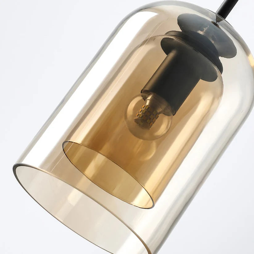 Glas Pendelleuchte doppelt, Moderne Hängelampe Rauchglas