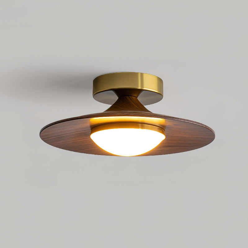 LED Deckenleuchte Walnuss Rund, Flaches Design Dimmbar Warmweiß