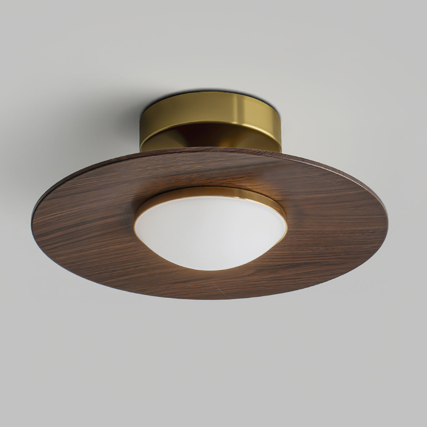 LED Deckenleuchte Walnuss Rund, Flaches Design Dimmbar Warmweiß