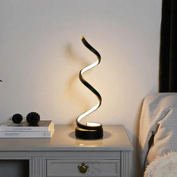 LED Tischlampe Spiral Design, Dimmbar, 3 Lichtfarben, USB oder Akku