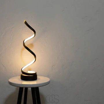 LED Tischlampe Spiral Design, Dimmbar, 3 Lichtfarben, USB oder Akku