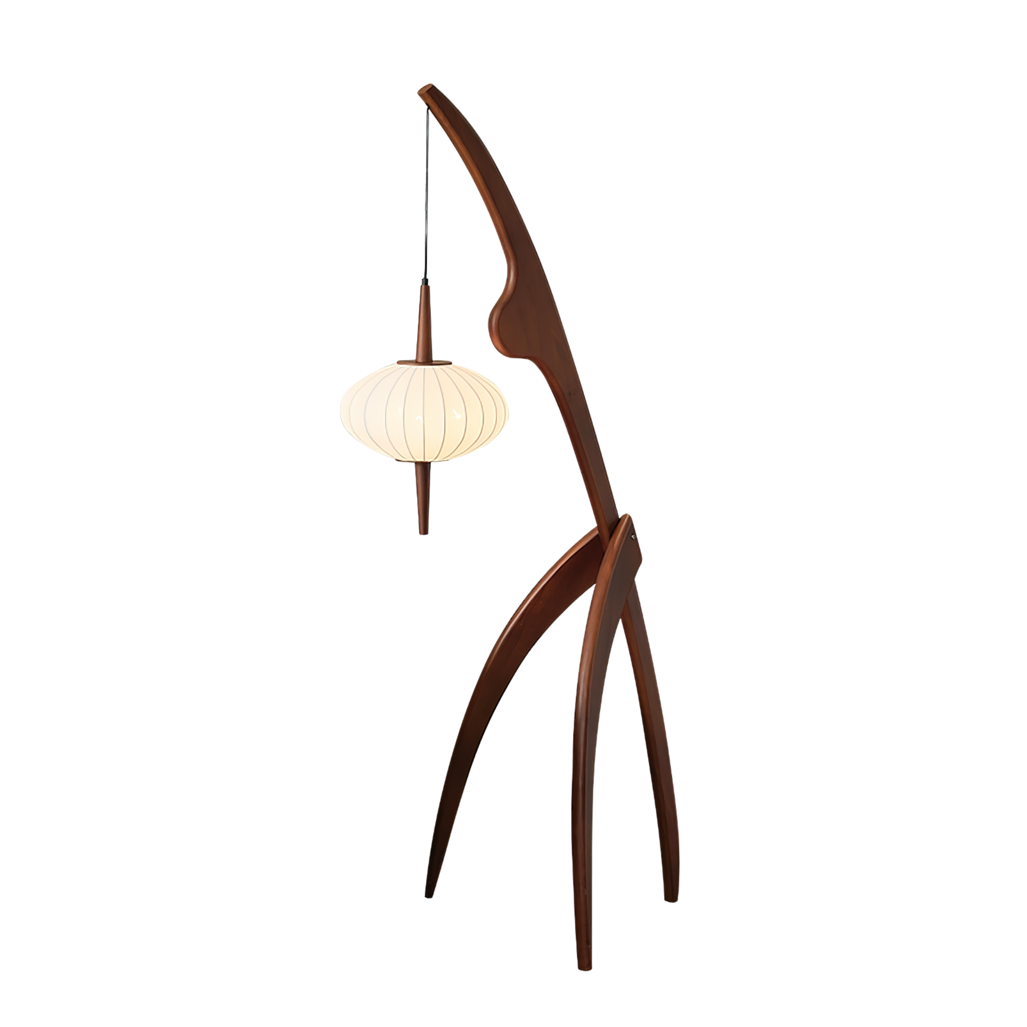 Stehlampe Stoff Holz Rund, Design Stehleuchte Skandinavisch E27