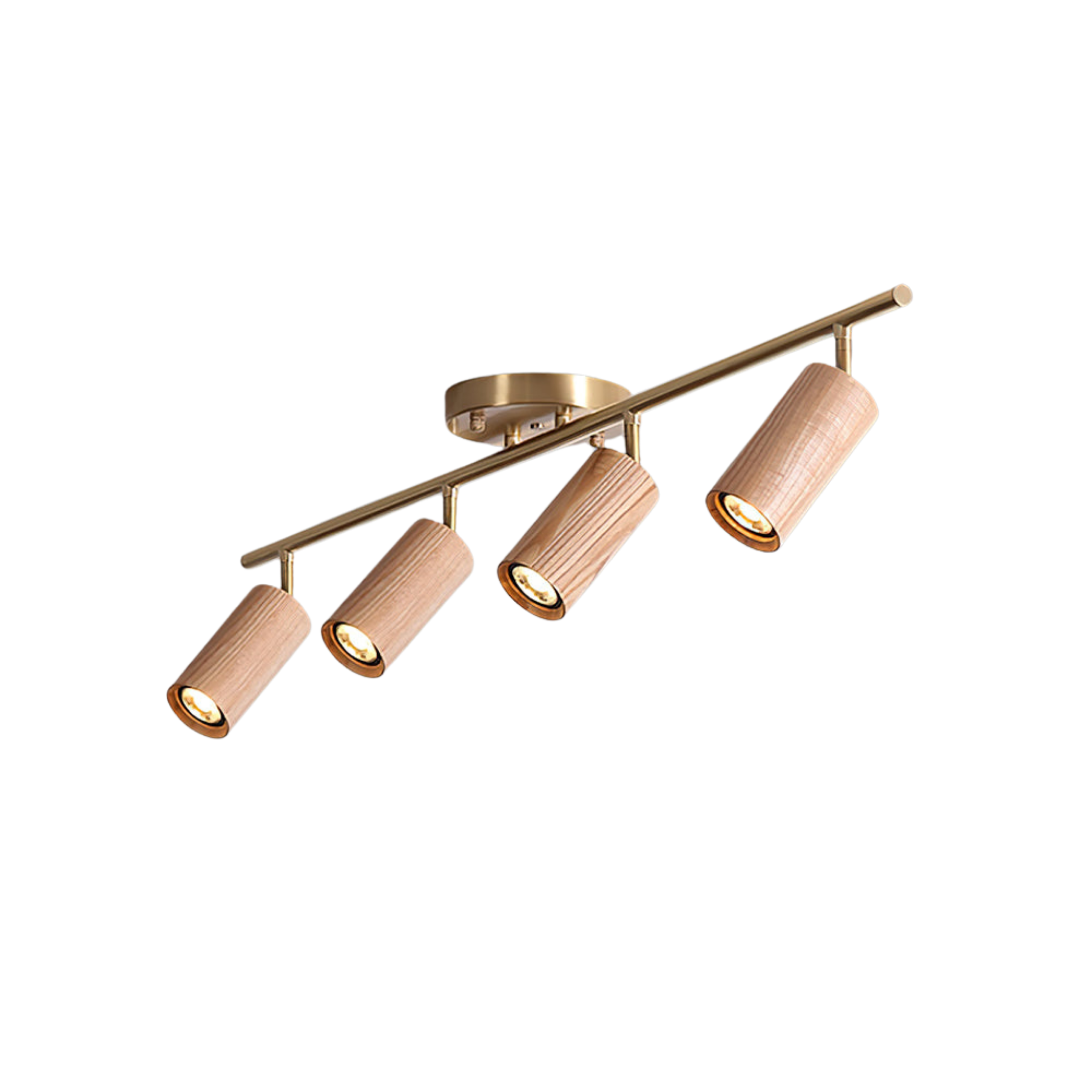 LED Deckenstrahler Schienensystem Holz, Deckenleuchte Verstellbar 1-4 Flammig