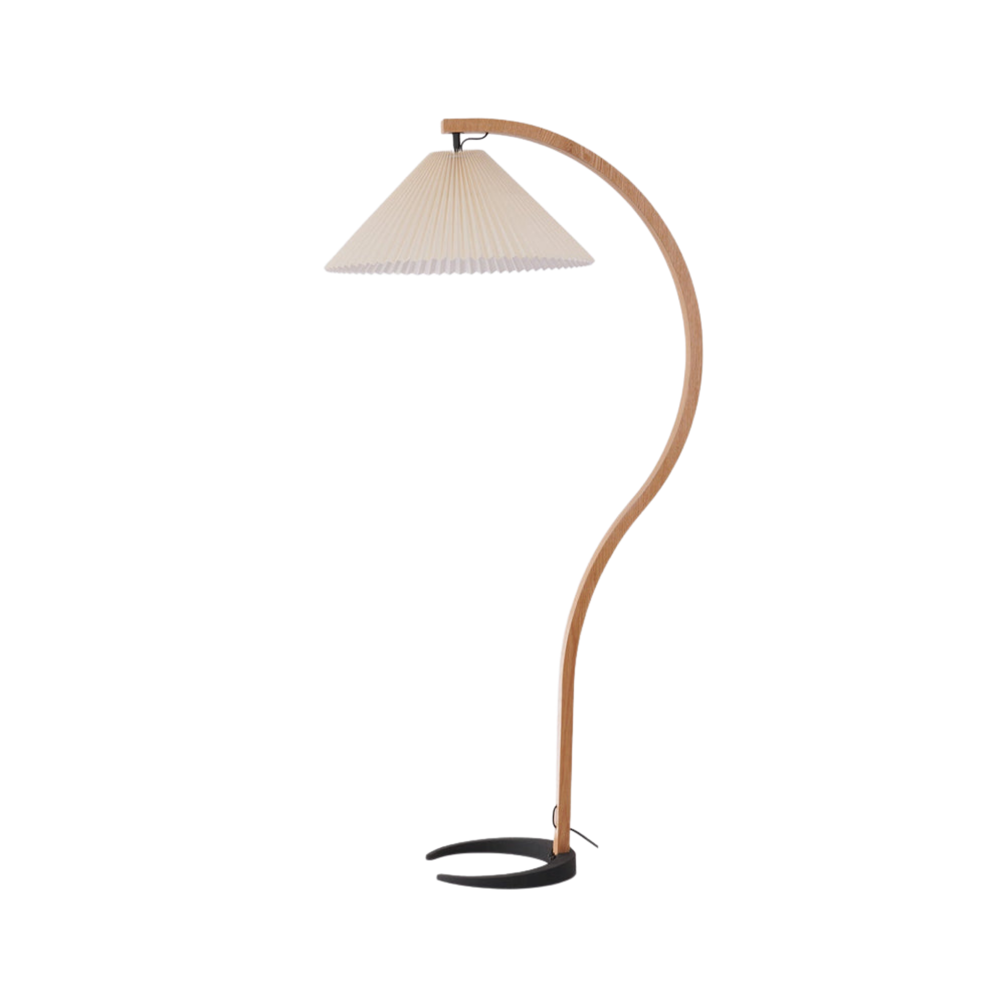 Bogen Stehlampe Holz Stoff, Skandinavische Stehleuchte E27