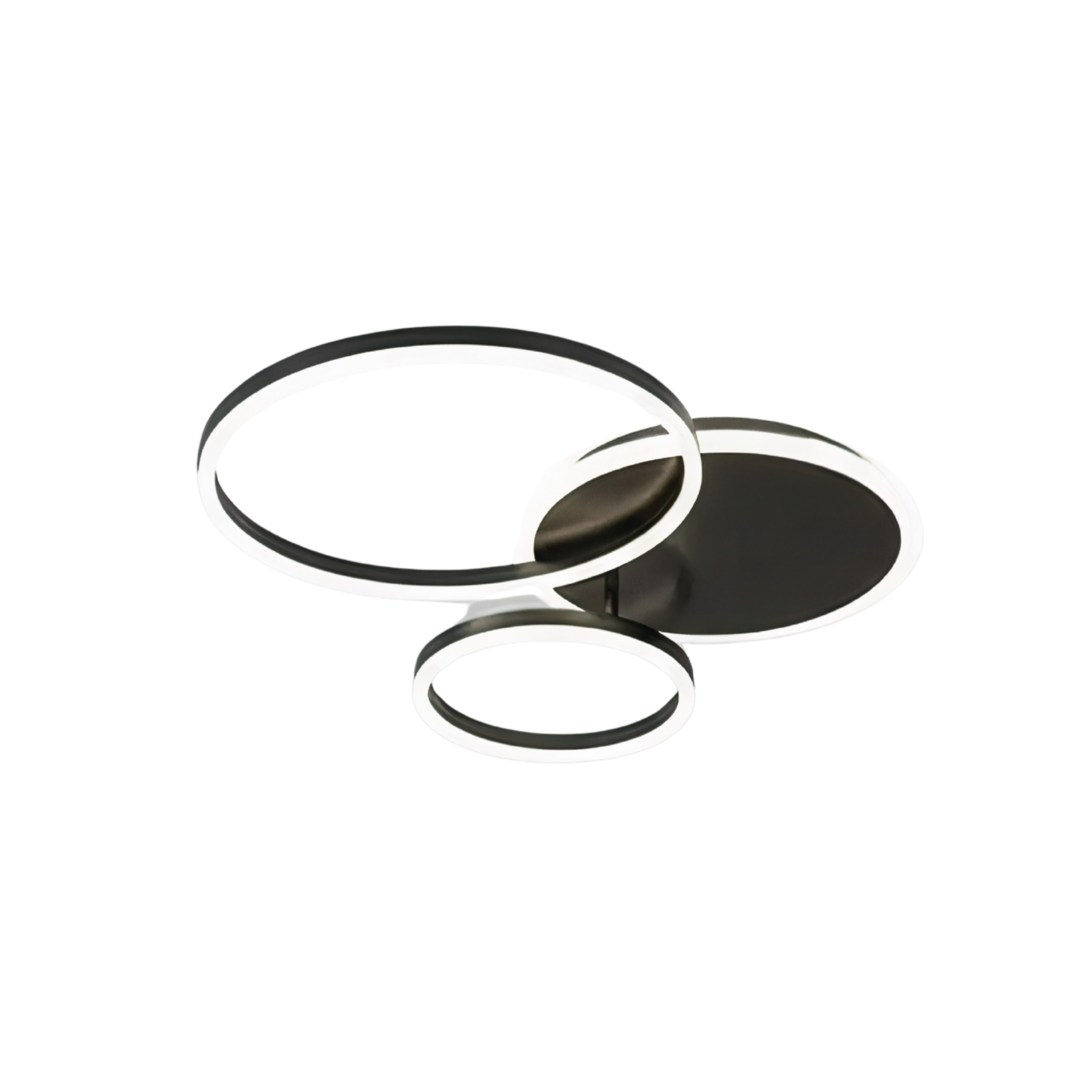 LED Deckenleuchte Ringe Schwarz, Moderne Deckenlampe 2/3-Flammig Dimmbar
