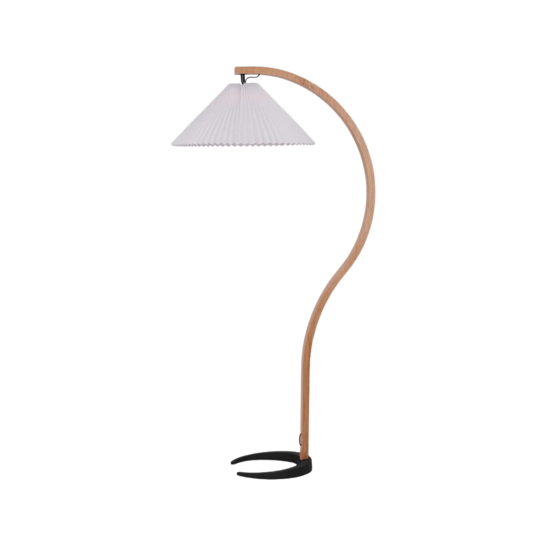 Bogen Stehlampe Holz Stoff, Skandinavische Stehleuchte E27