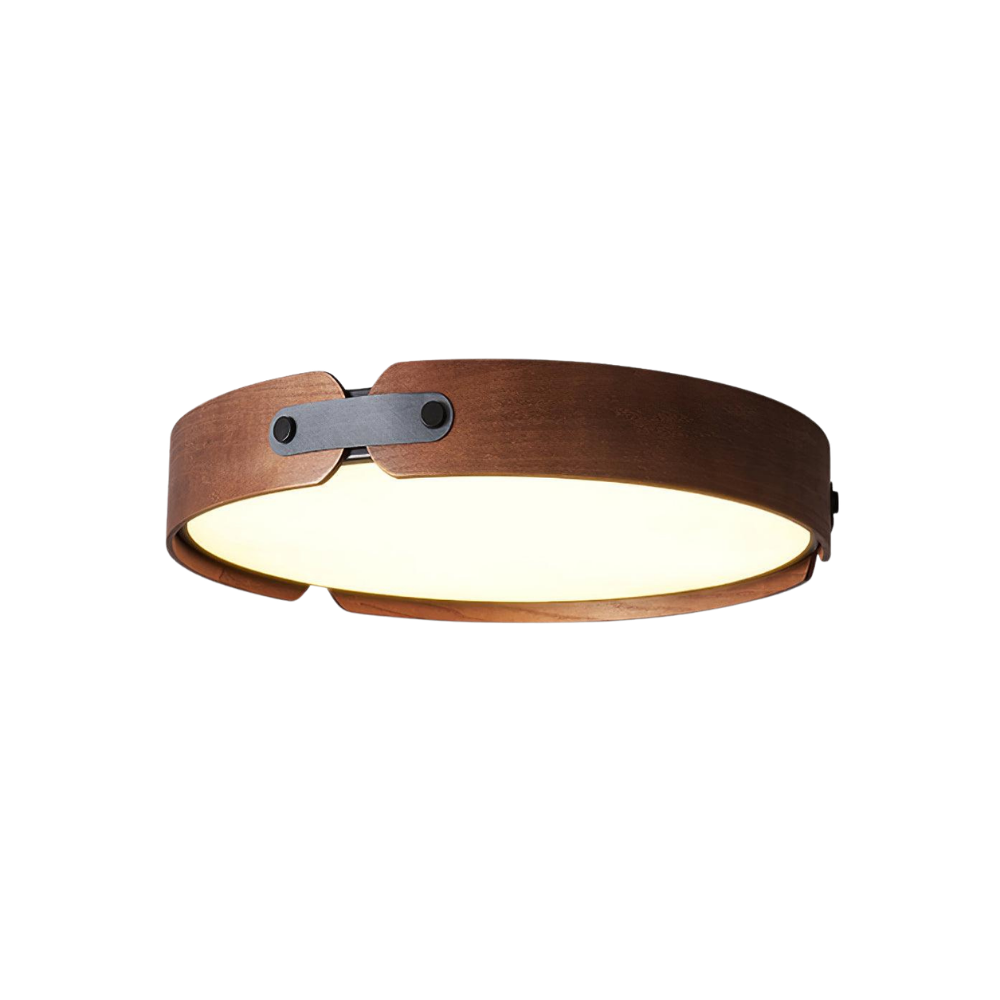 LED Deckenleuchte Flach Rund Holzoptik, Warmweiß 3000K
