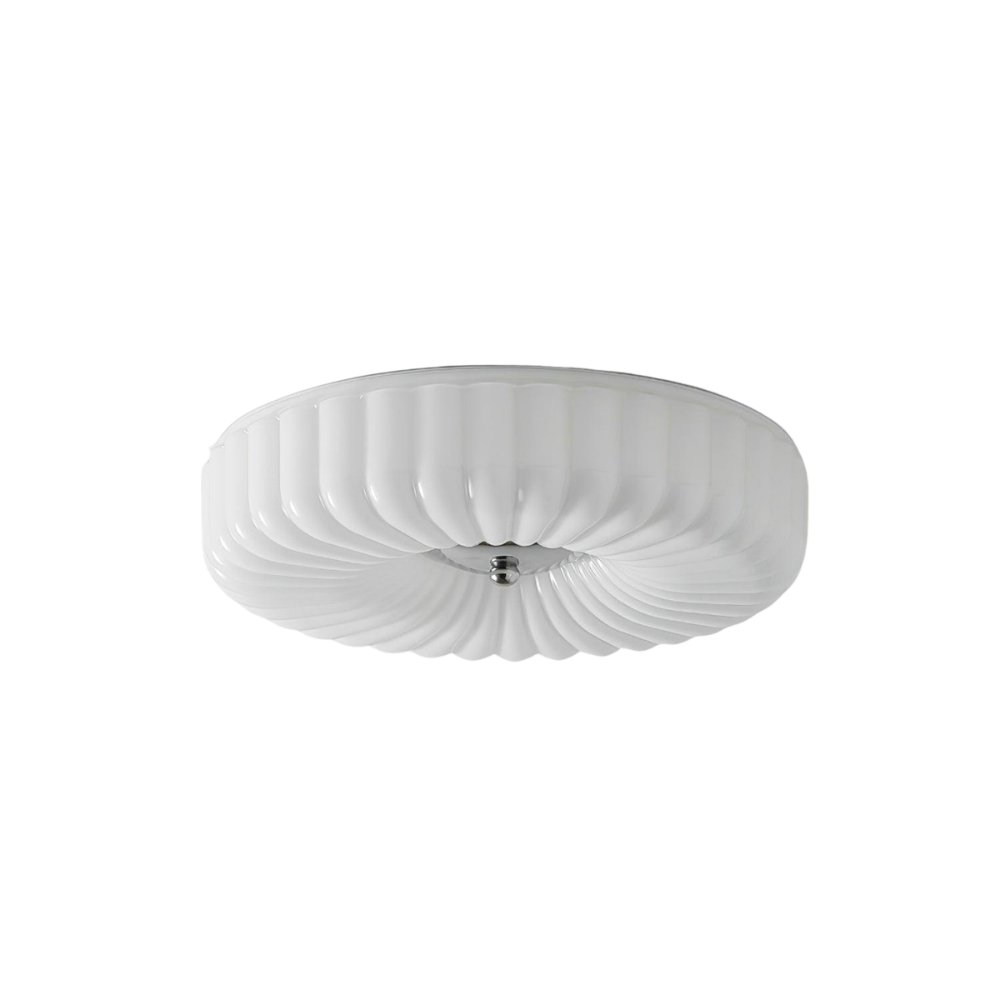 Deckenleuchte Glas Geriffelt Creme Weiß, Moderne Deckenlampe Integriertes LED Dimmbar
