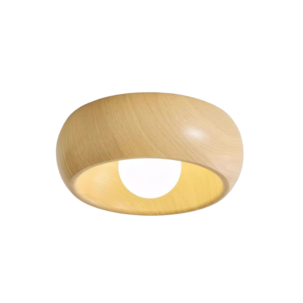 LED Deckenleuchte Rund Ø30 cm, Flach mit Holzoptik