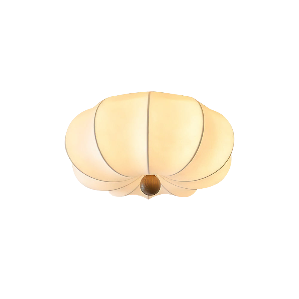 Deckenleuchte Stoff Blumenform Holzakzent, Moderne Deckenlampe Dimmbar E27
