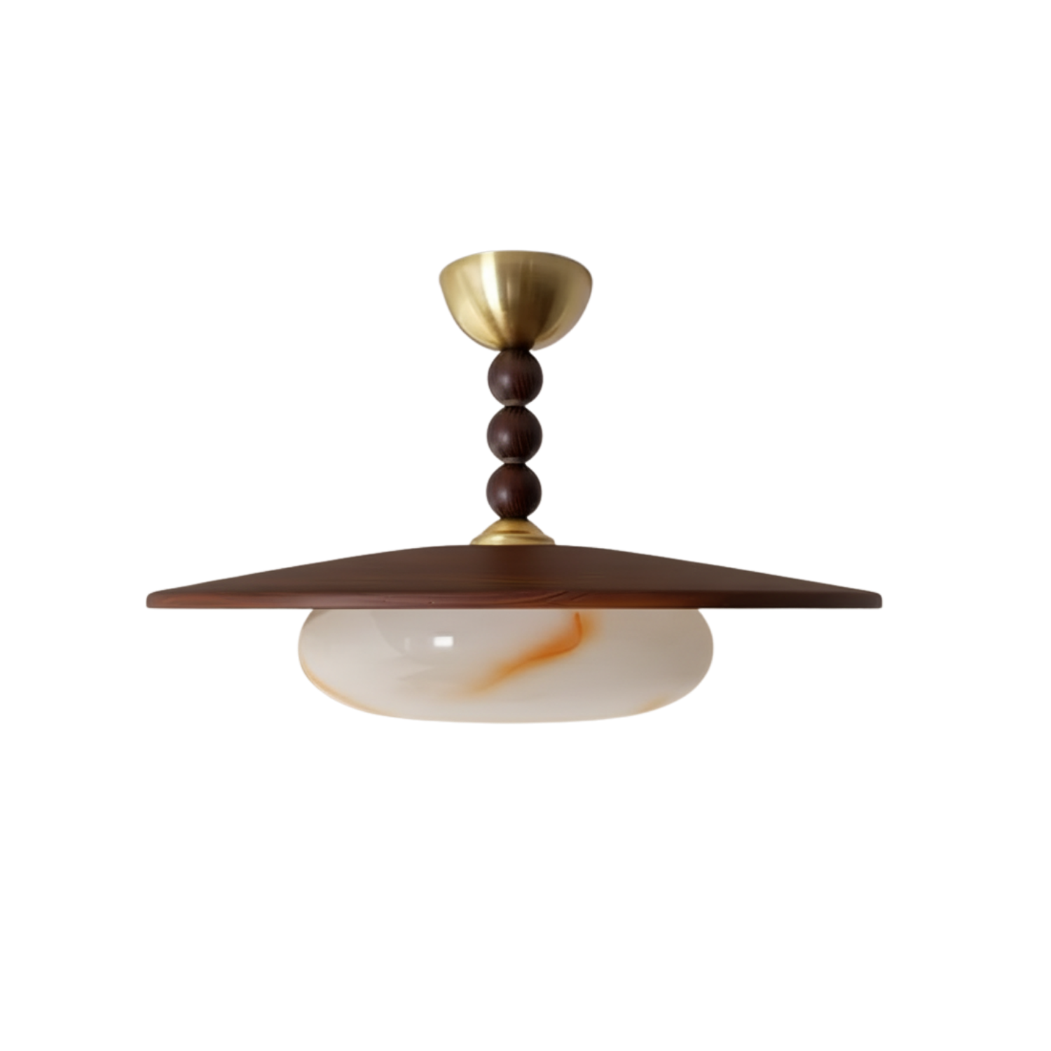 Deckenleuchte Holz Alabaster Rund, LED Deckenlampe Modern Ø36 cm 3000K