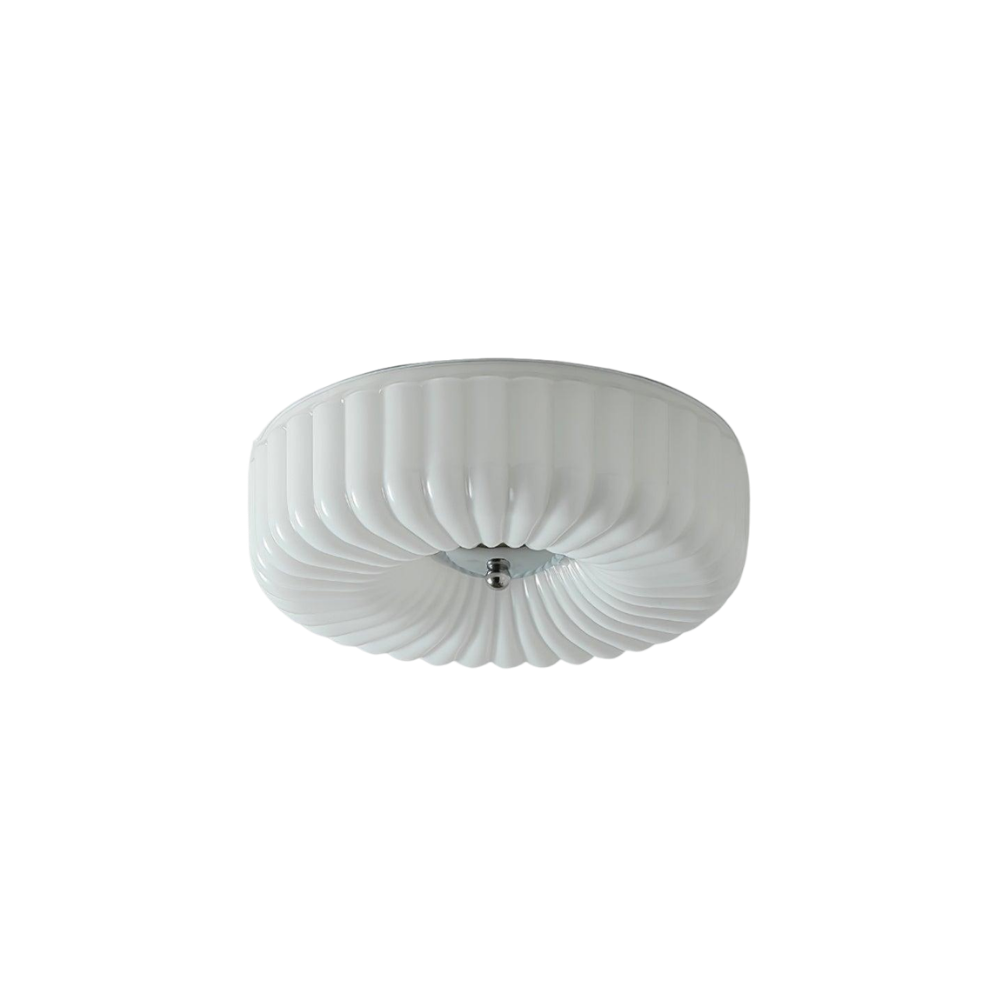 Deckenleuchte Glas Geriffelt Creme Weiß, Moderne Deckenlampe Integriertes LED Dimmbar