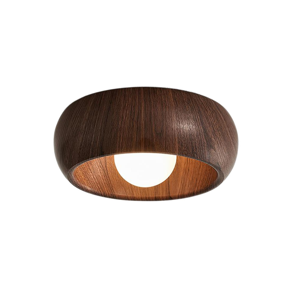 LED Deckenleuchte Rund Ø30 cm, Flach mit Holzoptik