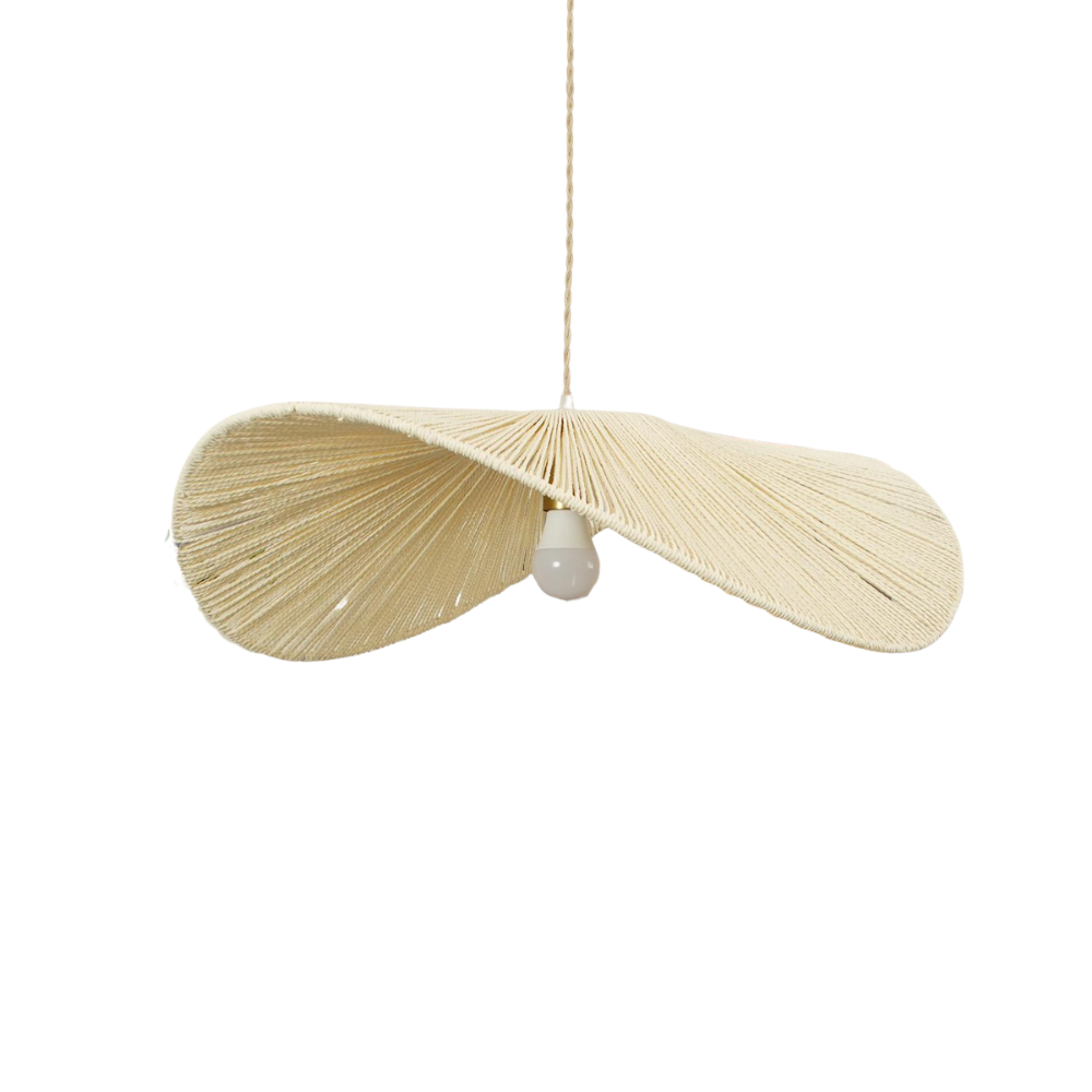 Rattan Pendelleuchte Geflochten, Boho Design mit Hanfseil, Höhenverstellbar E27
