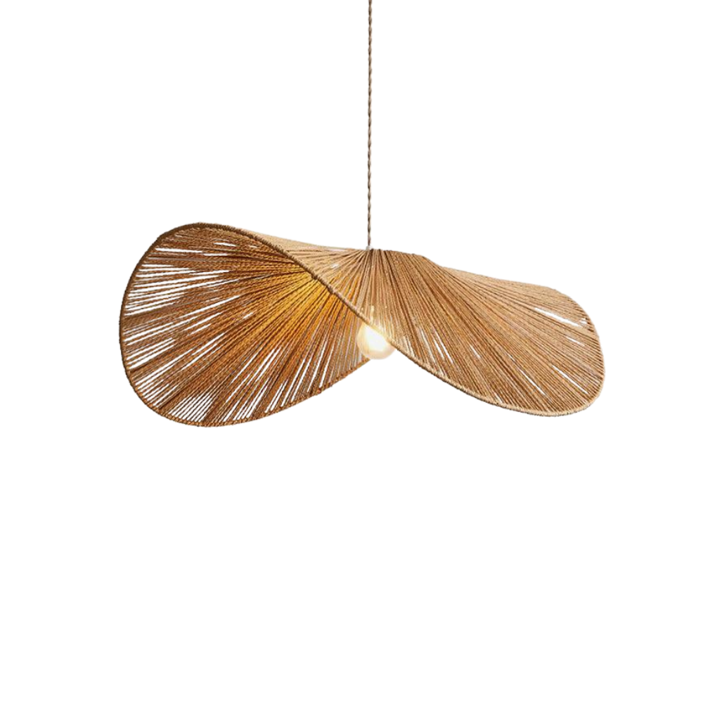Rattan Pendelleuchte Geflochten, Boho Design mit Hanfseil, Höhenverstellbar E27