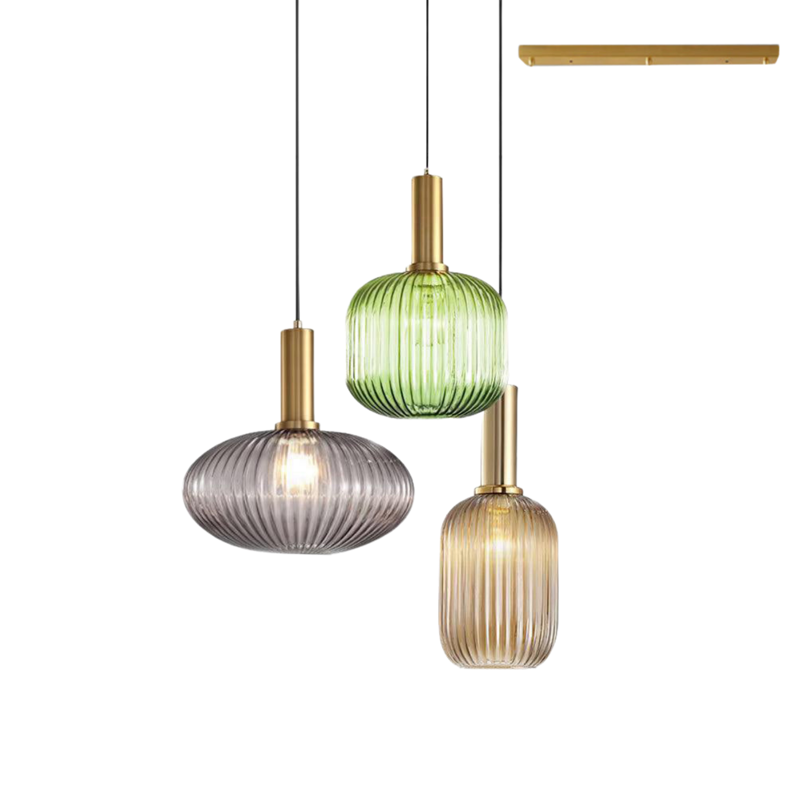 Pendelleuchte Glas Geriffelt, Vintage Design Dimmbar E27