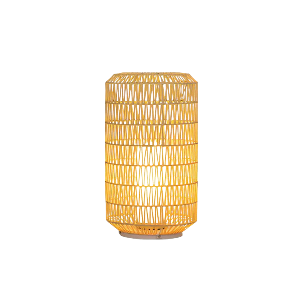 Rattan Outdoor Tischleuchte, Wetterfestes Boho Design Dimmbar