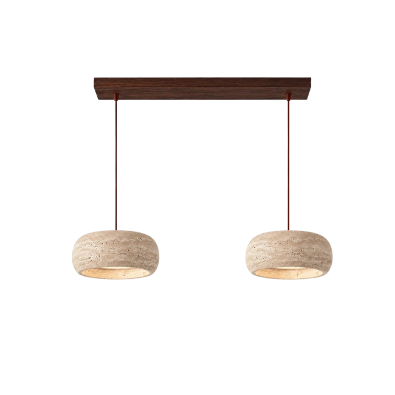 Travertin Pendelleuchte Naturstein, Wabi Sabi Design Höhenverstellbar