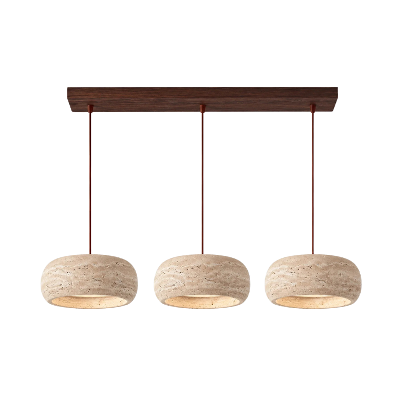 Travertin Pendelleuchte Naturstein, Wabi Sabi Design Höhenverstellbar