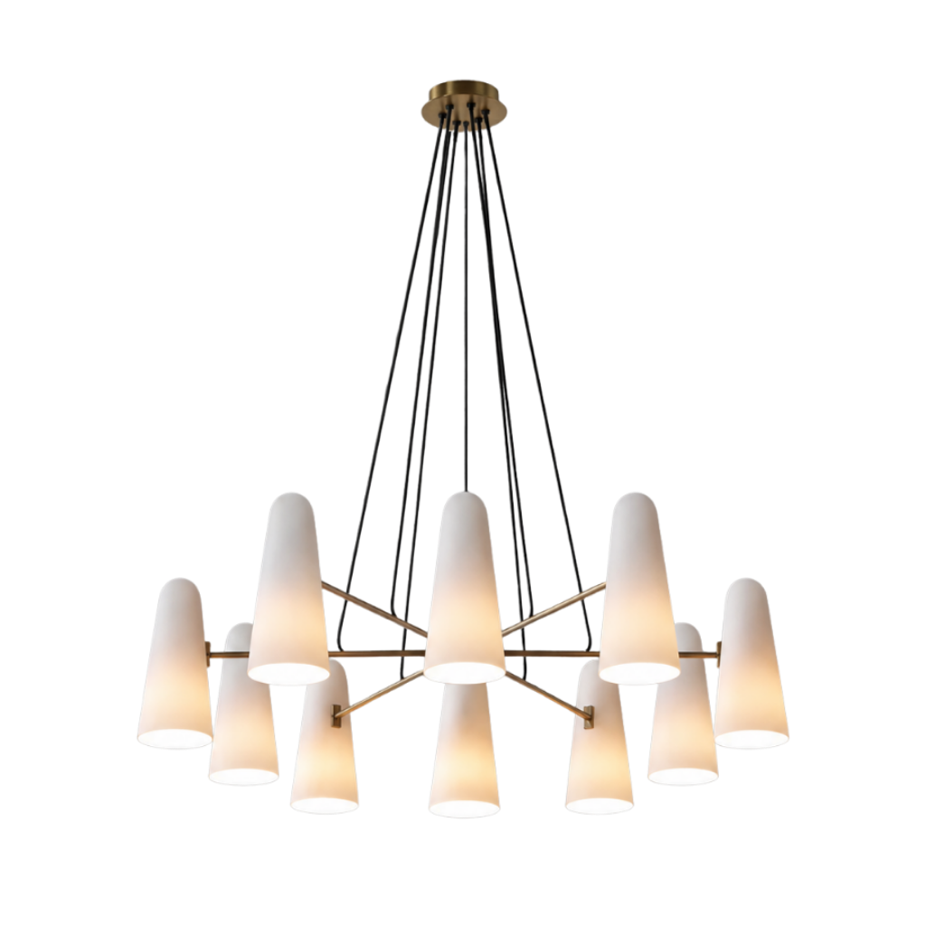 Kronleuchter Glas Messing, Vintage Design Dimmbar