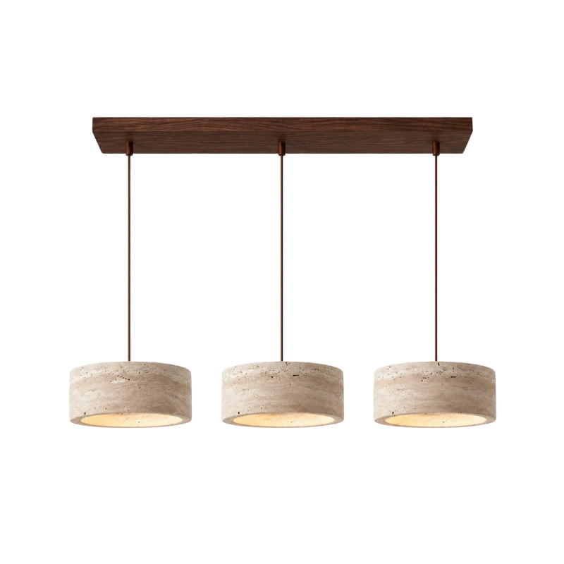 Travertin Pendelleuchte Naturstein, Wabi Sabi Design Höhenverstellbar