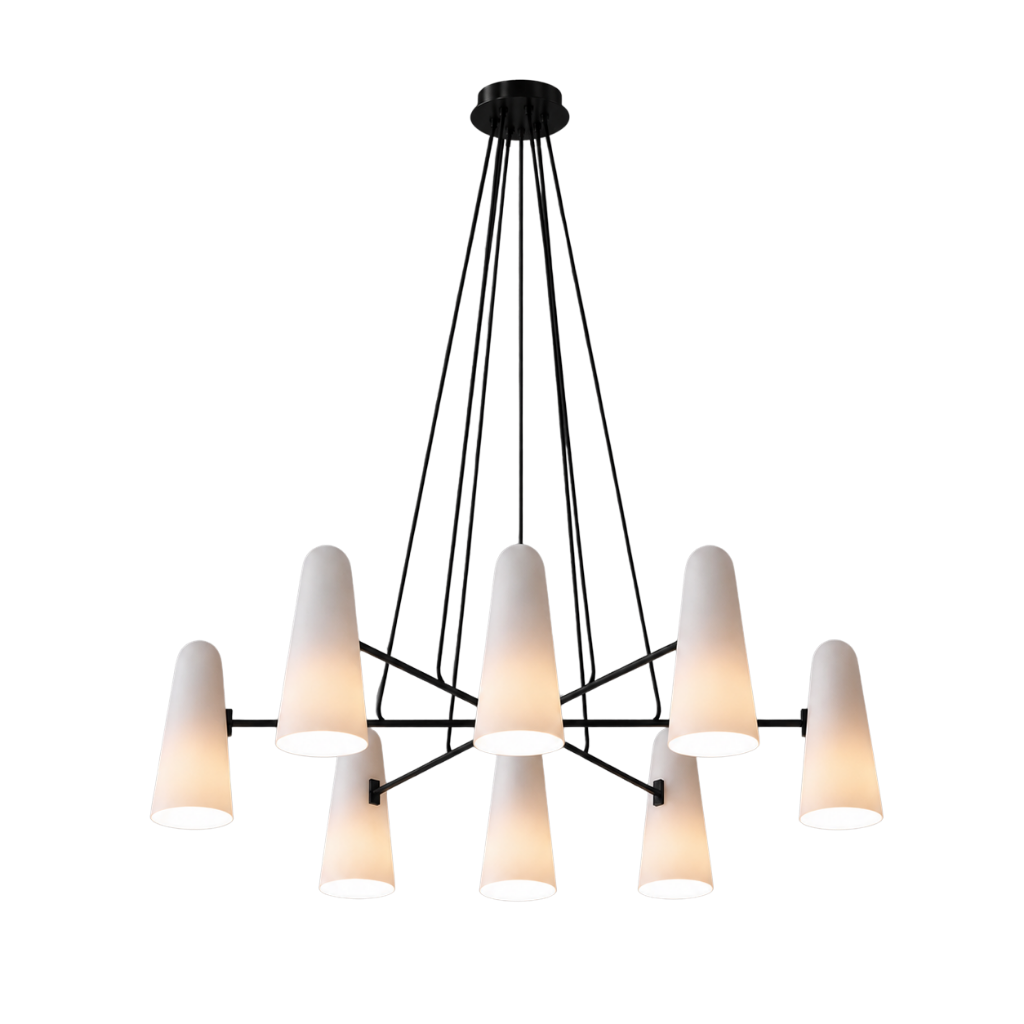 Kronleuchter Glas Messing, Vintage Design Dimmbar