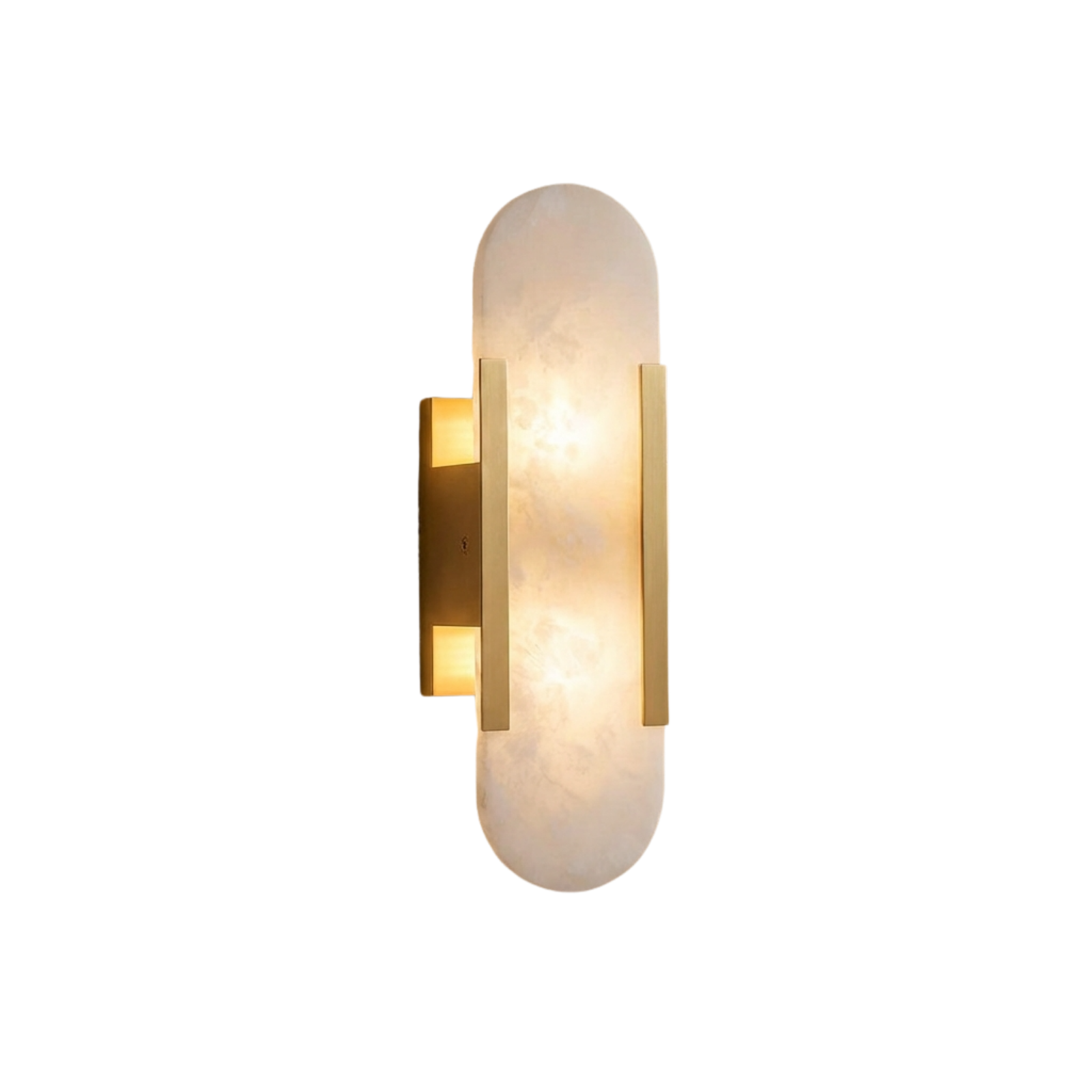 Alabaster Wandleuchte Messing, Handgefertigtes Design Warmweiß