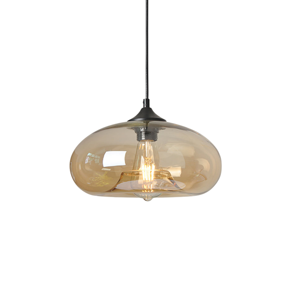 Glas Pendelleuchte Oval, Mundgeblasenes Design E27