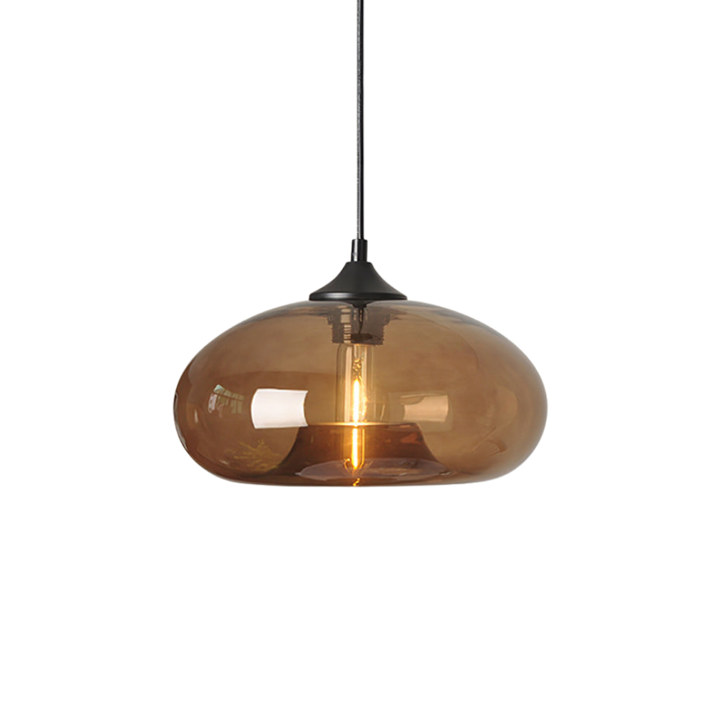 Glas Pendelleuchte Oval, Mundgeblasenes Design E27