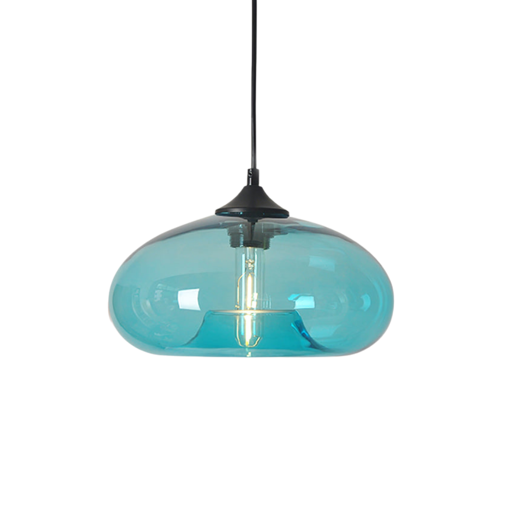 Glas Pendelleuchte Oval, Mundgeblasenes Design E27