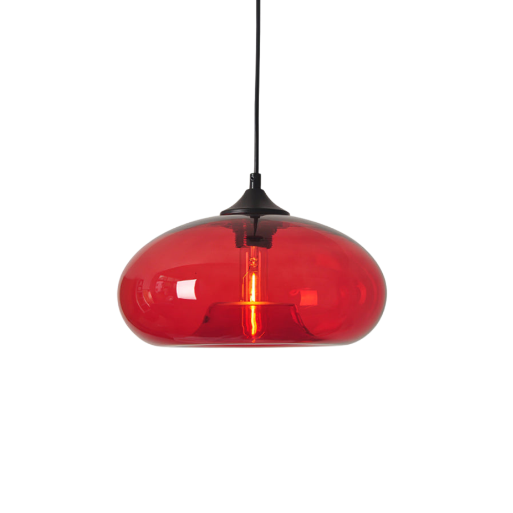 Glas Pendelleuchte Oval, Mundgeblasenes Design E27