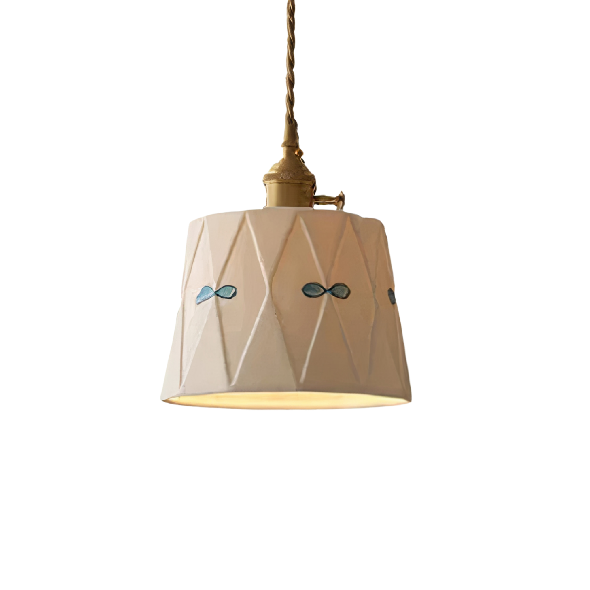 Keramik Hängelampe Weiß, Japanische Pendelleuchte Modern LED