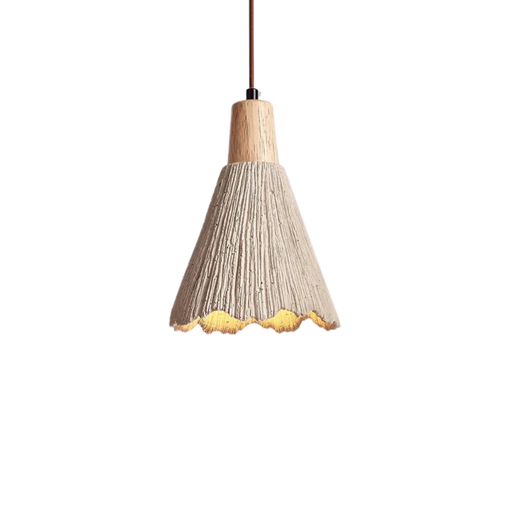 Travertin Hängelampe Beige, Design Pendelleuchte Stein Holz Modern LED