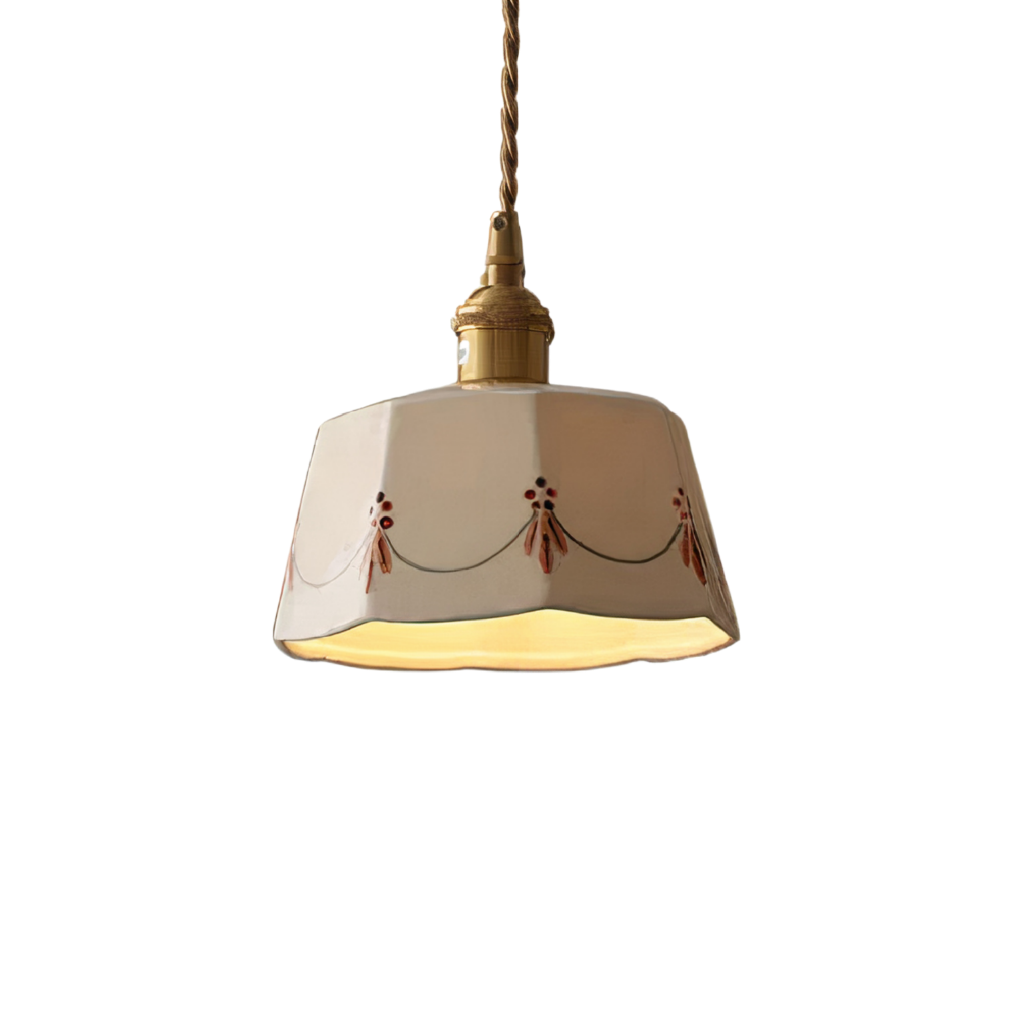 Keramik Hängelampe Weiß, Japanische Pendelleuchte Modern LED