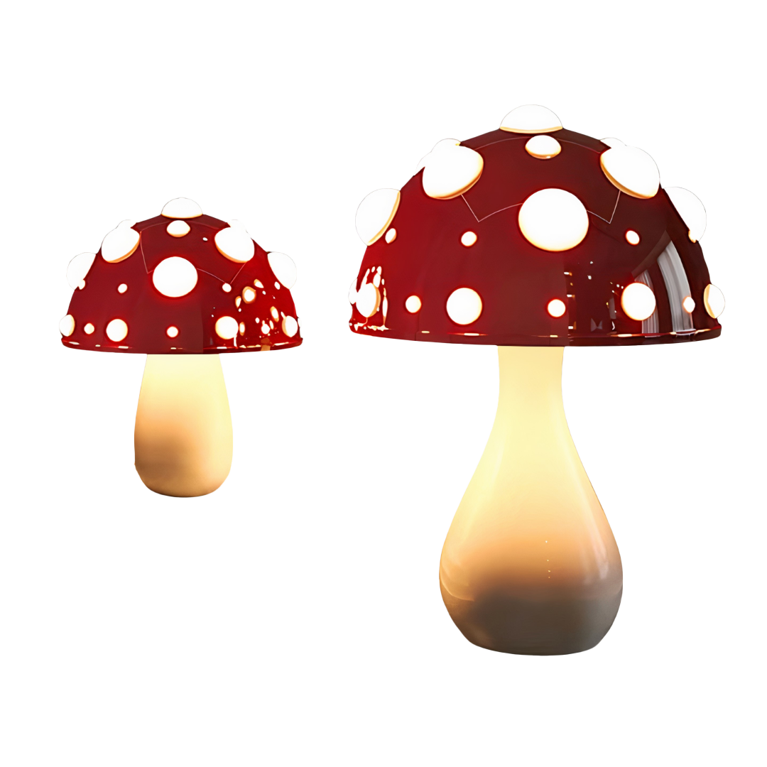 Pilz Tischlampe LED dimmbar, Kabellose Tischleuchte modern